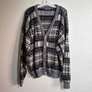 David Taylor Men's Sweater Size XL Cardigan Dad‎ Grandpa Preppy Grunge Plaid USA